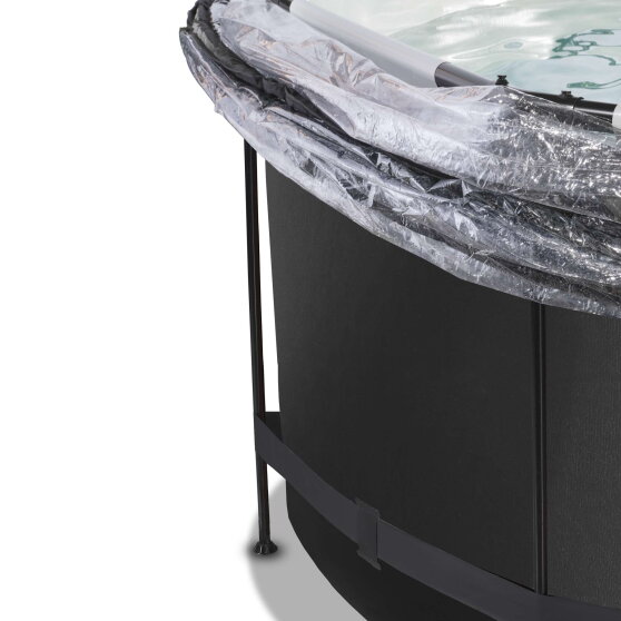 Piscina EXIT Black Leather ø360x122cm con pompa filtro a sabbia e copertura - nero