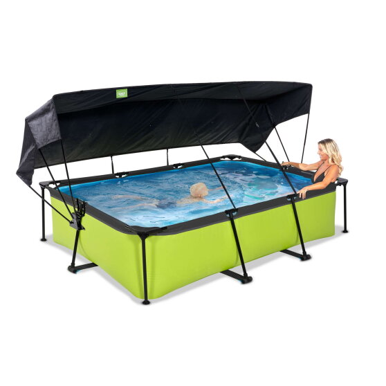 Piscina EXIT Lime 300x200x65cm con pompa filtro e pensilina - verde