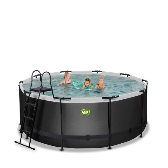 Piscina EXIT Black Leather ø360x122cm con pompa filtro - nero