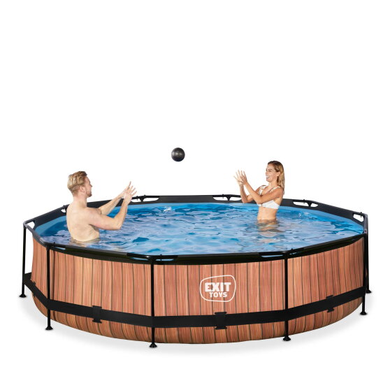 Piscina EXIT Wood &oslash;360x76cm con pompa filtro - marrone