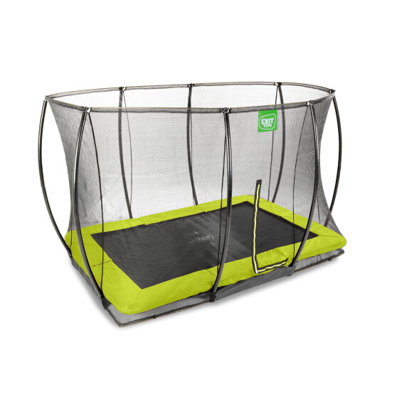 Trampolino elastico interrato EXIT Silhouette 244x366cm con rete di sicurezza - verde