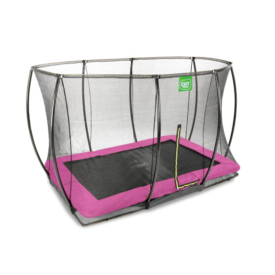 Trampolino elastico interrato EXIT Silhouette 244x366cm con rete di sicurezza - rosa