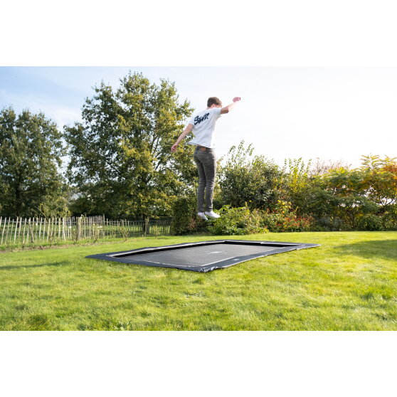 Trampolino elastico sportivo a livello del suolo EXIT InTerra 244x366cm - nero