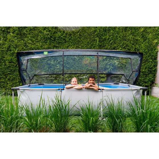 Piscina EXIT Soft Grey 300x200x65cm con pompa filtro e copertura - grigio