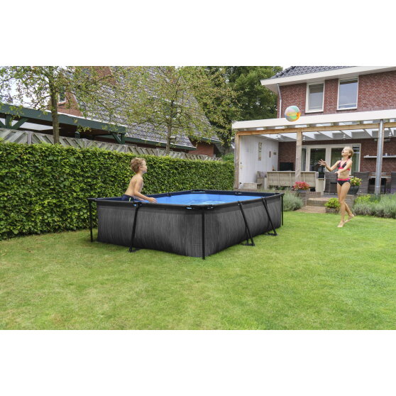 Piscina EXIT Black Wood 300x200x65cm con pompa filtro - nera