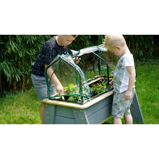EXIT Aksent planter table L with greenhouse and gardening tools