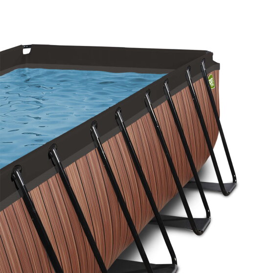 Piscina EXIT Wood 400x200x122cm con pompa filtro a sabbia - marrone