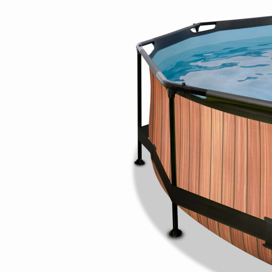 Piscina EXIT Wood ø300x76cm con pompa filtro - marrone