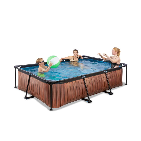 Piscina EXIT Wood 300x200x65cm con pompa filtro e copertura - marrone