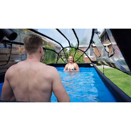 EXIT Stone pool 400x200x100cm with sand filter pump and dome - grey
