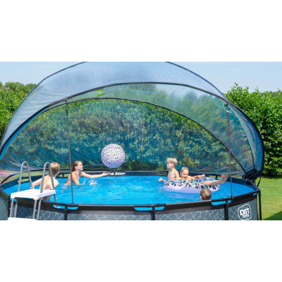 Piscina EXIT Black Leather &oslash;450x122cm con pompa filtro a sabbia e copertura e pompa di calore - nero