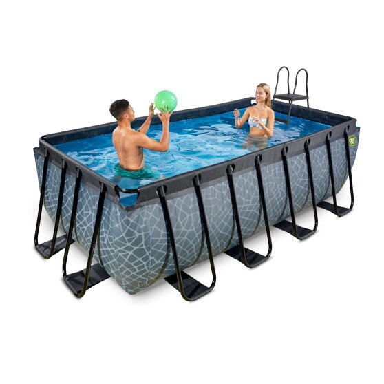 Piscina EXIT Stone 400x200x122cm con pompa filtro a sabbia - grigia
