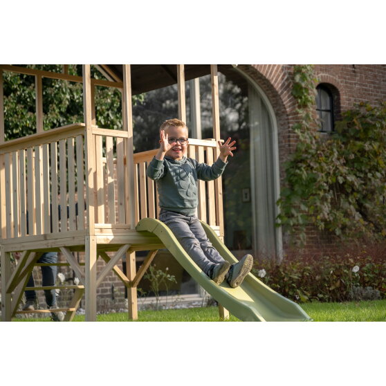 Casetta da gioco in legno per bambini EXIT Panorama 300 con scivolo