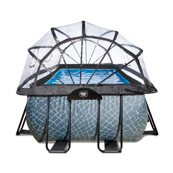 EXIT Stone pool 400x200x122cm with sand filter pump and dome - grey
