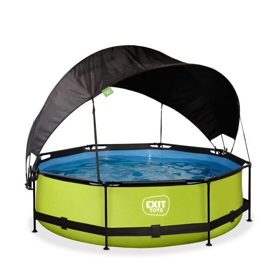 Piscina EXIT Lime &oslash;300x76cm con pompa filtro e pensilina - verde