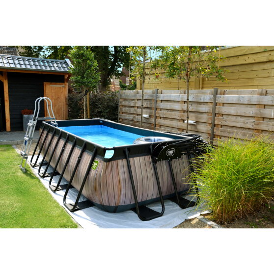 Piscina EXIT Black Leather 400x200x100cm con pompa filtro - nero