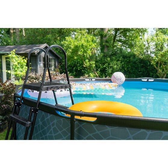 Piscina EXIT Wood &oslash;488x122cm con pompa filtro - marrone