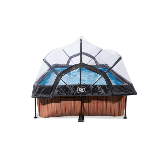 Piscina EXIT Wood 220x150x65cm con pompa filtro e copertura - marrone