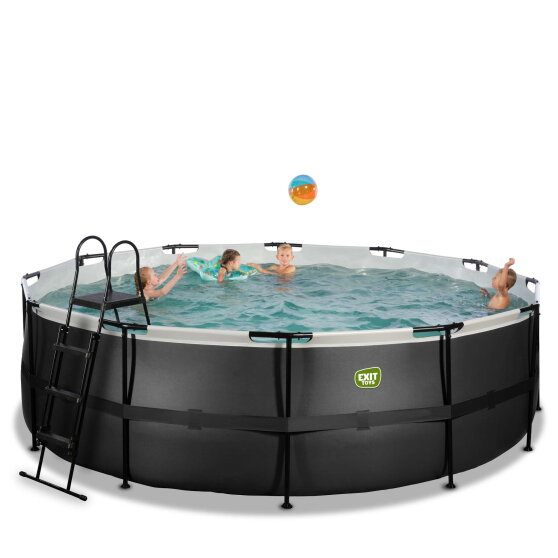 Piscina EXIT Black Leather ø450x122cm con pompa filtro a sabbia - nero
