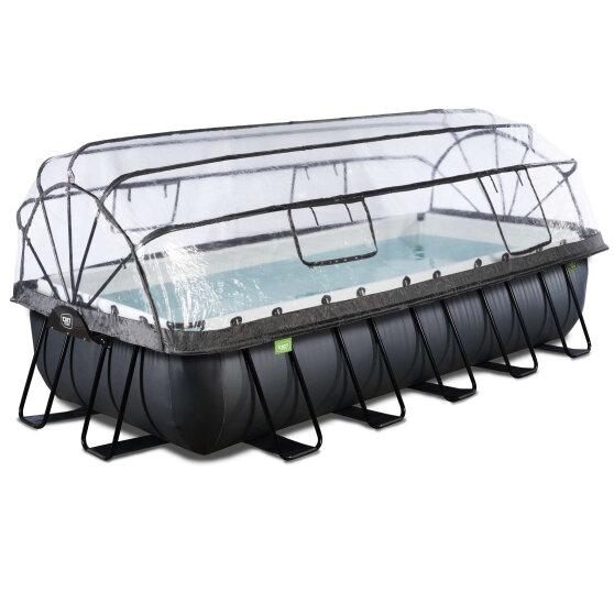 Piscina EXIT Black Leather 540x250x100cm con pompa filtro a sabbia e copertura - nero
