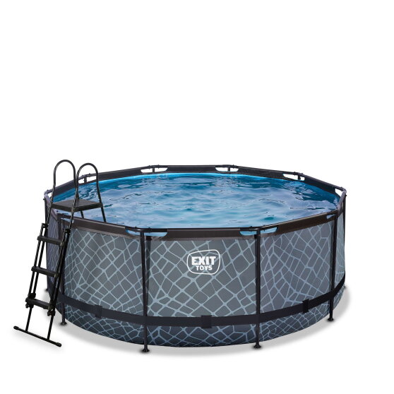 Piscina EXIT Stone &oslash;360x122cm con pompa filtro a sabbia - grigia