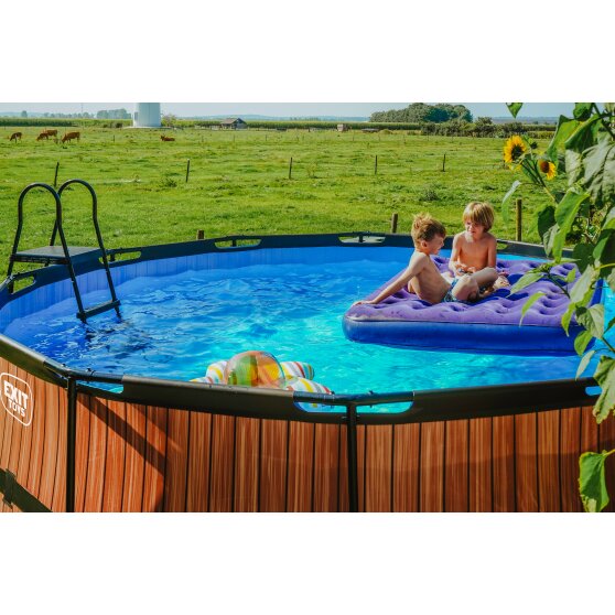 EXIT Stone pool ø427x122cm with sand filter pump - grey
