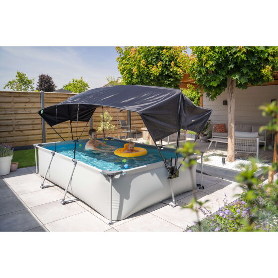 Piscina EXIT Soft Grey 300x200x65cm con pompa filtro e pensilina - grigio