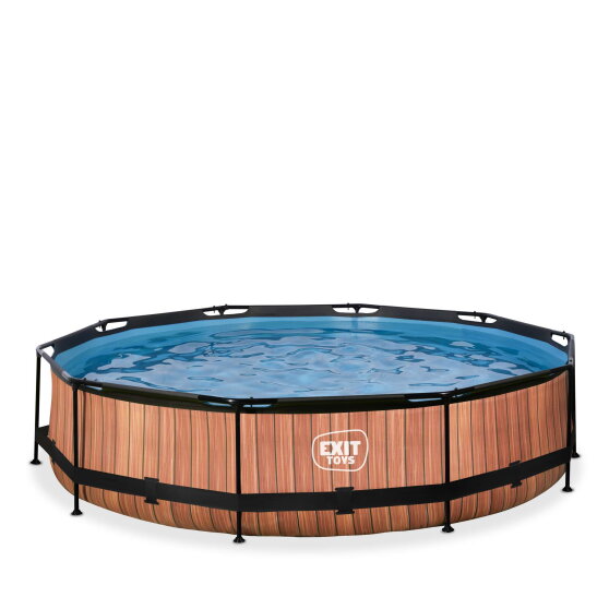 Piscina EXIT Wood &oslash;360x76cm con pompa filtro - marrone