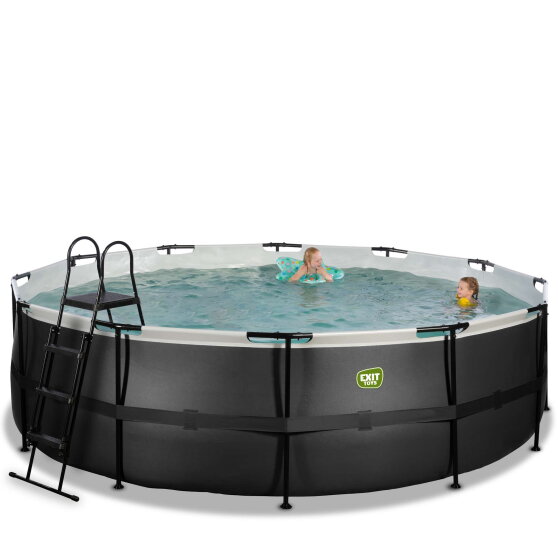 Piscina EXIT Black Leather ø488x122cm con pompa filtro - nero