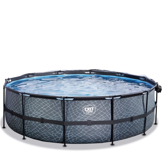 Piscina EXIT Stone &oslash;488x122cm con pompa filtro a sabbia - grigia