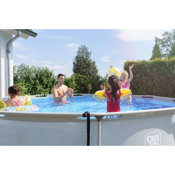 Piscina EXIT Soft Grey &oslash;360x76cm con pompa filtro - grigia