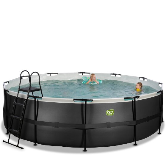 EXIT Black Leather pool ø488x122cm with sand filter pump - black