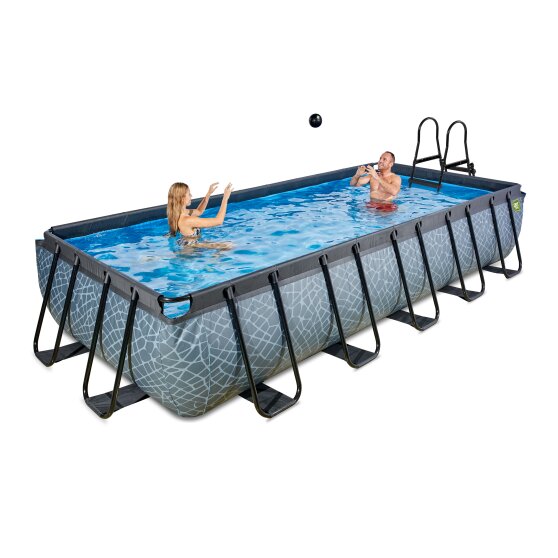 EXIT Stone pool 540x250x100cm with sand filter pump - grey