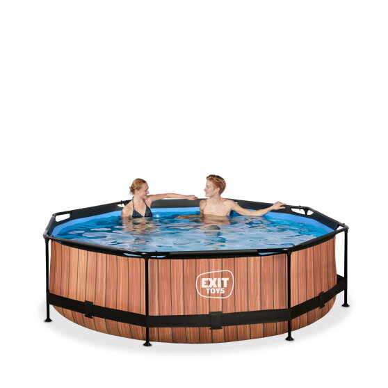 Piscina EXIT Wood ø300x76cm con pompa filtro - marrone