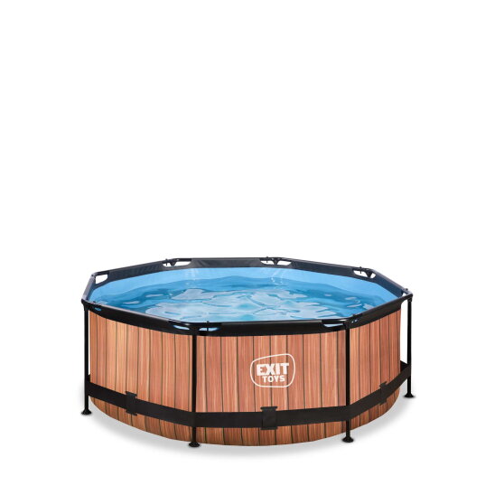 Piscina EXIT Wood &oslash;244x76cm con pompa filtro - marrone