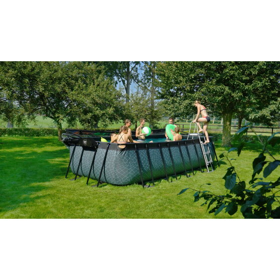 Piscina EXIT Stone 540x250x122cm con pompa filtro a sabbia - grigia