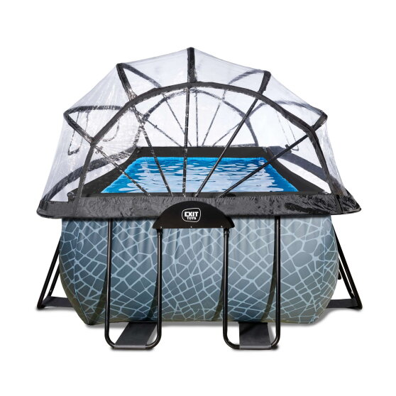 Piscina EXIT Stone 400x200x122cm con pompa filtro a sabbia e copertura - grigia