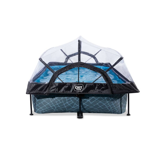 Piscina EXIT Stone 300x200x65cm con pompa filtro e copertura - grigio