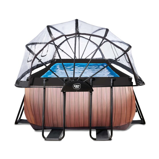 Piscina EXIT Wood 540x250x100cm con pompa filtro a sabbia e copertura e pompa di calore - marrone