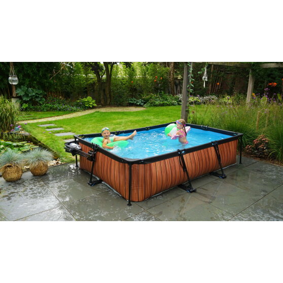 Piscina EXIT Wood 300x200x65cm con pompa filtro - marrone