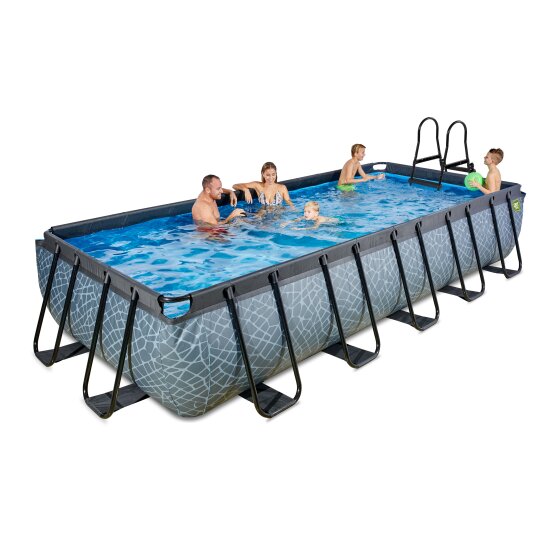 EXIT Stone pool 540x250x100cm with sand filter pump - grey