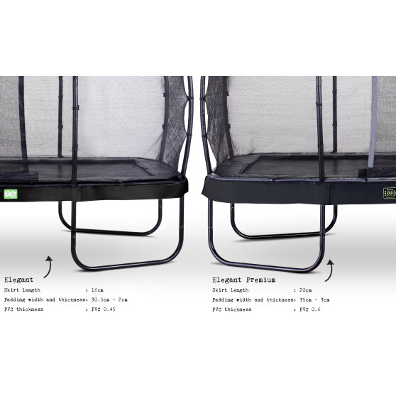 Trampolino elastico EXIT Elegant Premium set completo 244x427cm - nero