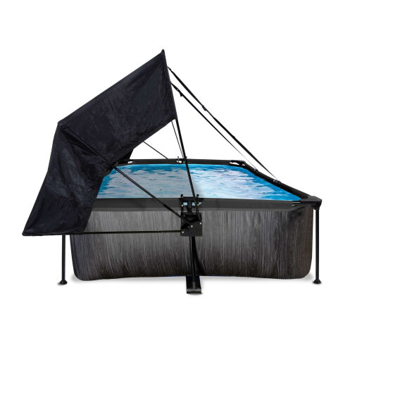 Piscina EXIT Black Wood 300x200x65cm con pompa filtro e pensilina - nero