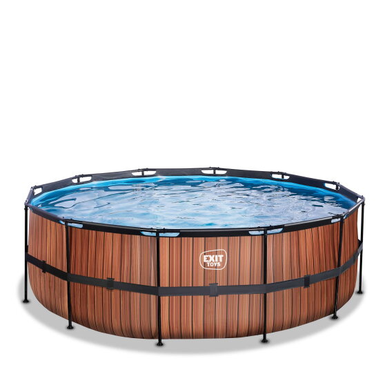 Piscina EXIT Wood &oslash;427x122cm con pompa filtro a sabbia - marrone