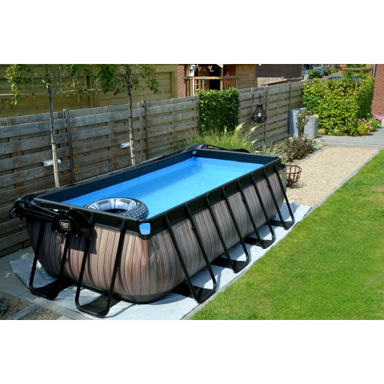 EXIT Wood pool 400x200x100cm with filter pump - brown