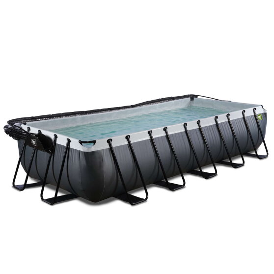 Piscina EXIT Black Leather 540x250x100cm con pompa filtro a sabbia e copertura - nero