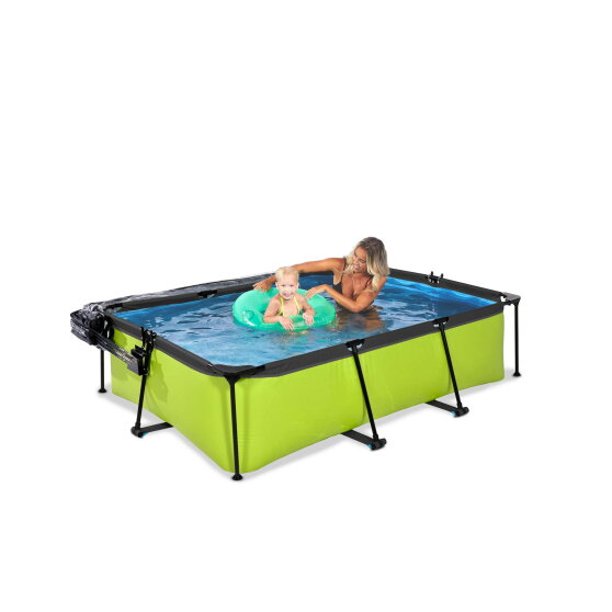 Piscina EXIT Lime 220x150x65cm con pompa filtro e copertura - verde