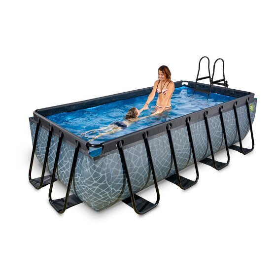 EXIT Stone pool 400x200x100cm with sand filter pump - grey