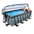 Piscina EXIT Stone 400x200x122cm con pompa filtro a sabbia e copertura - grigia