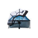 Piscina EXIT Stone 220x150x65cm con pompa filtro e copertura - grigio